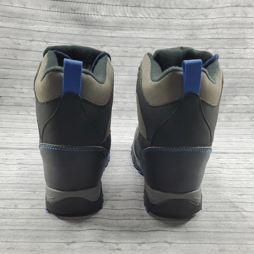 Totes Black Gray‎ Blue Winter Snow Boots Size 12 Ricky